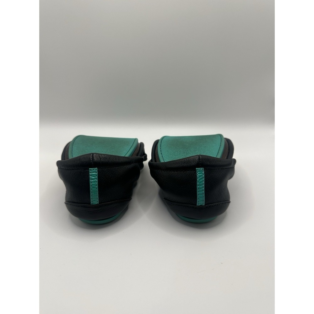 Tieks‎ Leather Ballet Flats Black/Teal Slip-On Round Toe Women's US 7